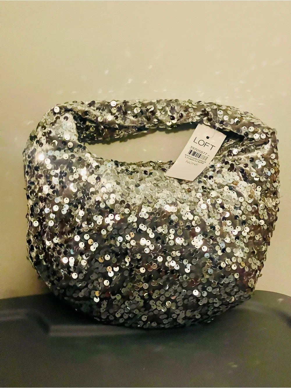 LOFT Silver Sequin Hobo Bag